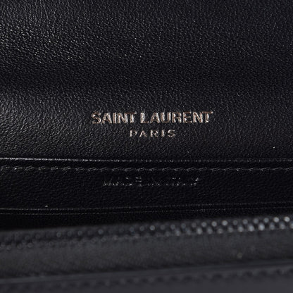 Saint Laurent Snakeskin Two Tone Monogram Toy Kate Strap Wallet Nero Black Fuchsia 6 of 7