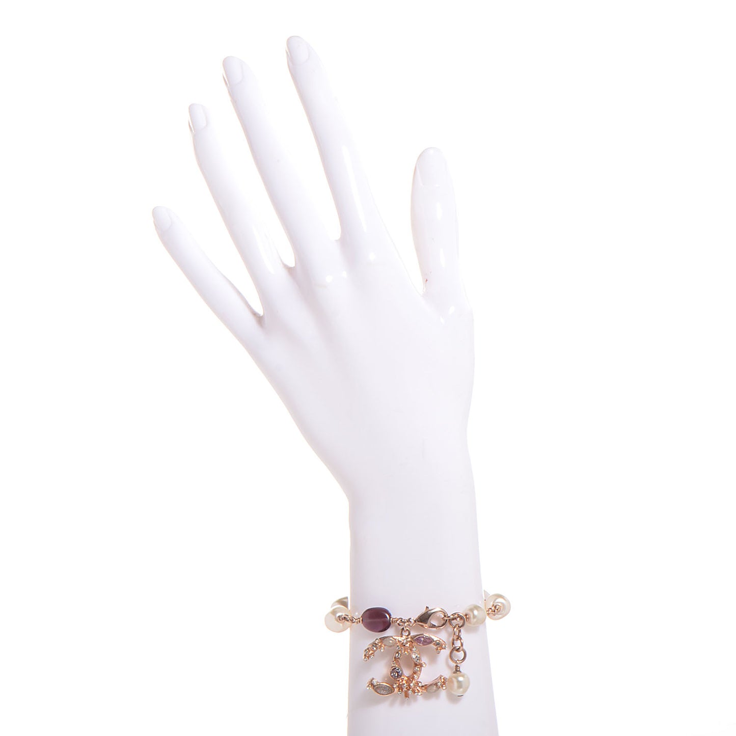 Crystal Marquise CC Irregular Pearl Bracelet Gold Purple