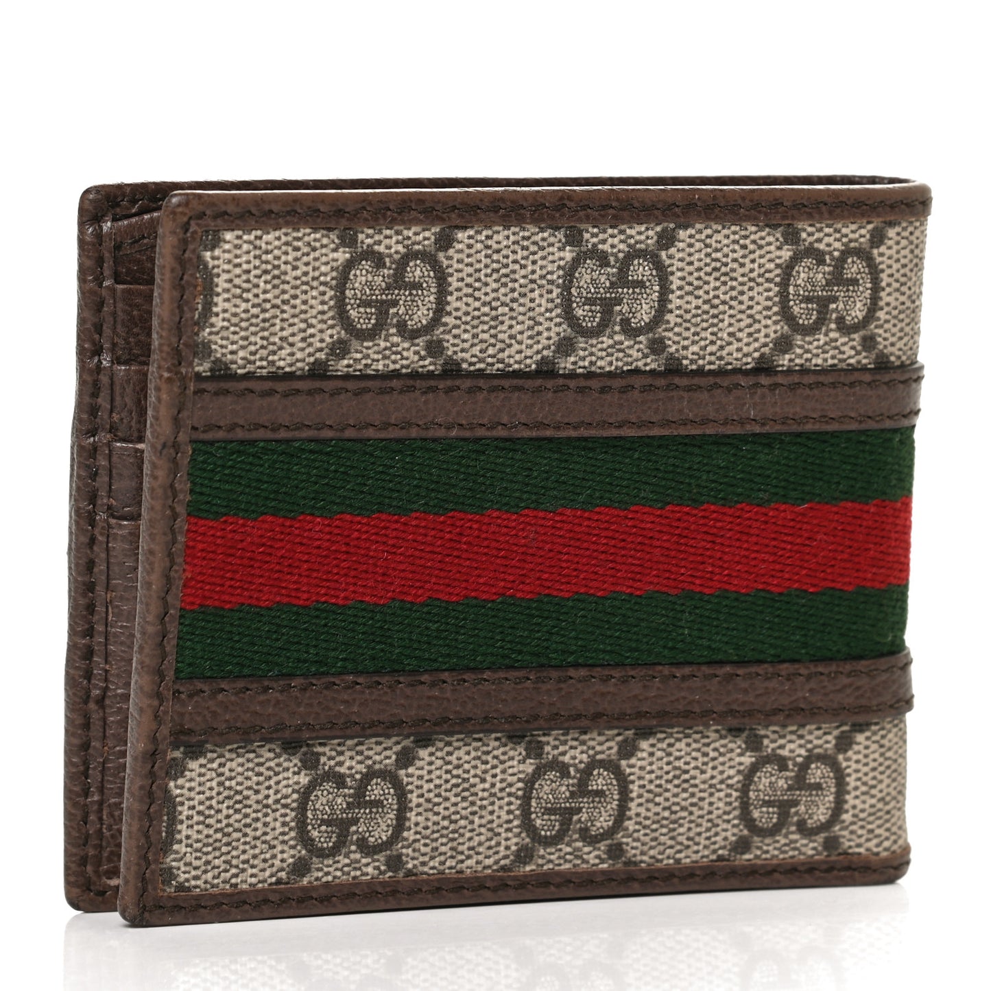 GG Supreme Monogram Web Mens Ophidia Bi-Fold Wallet Beige New Acero
