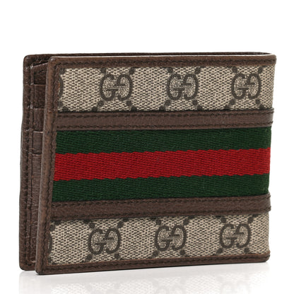 Gucci GG Supreme Monogram Web Mens Ophidia Bi-Fold Wallet Beige New Acero 2 of 9