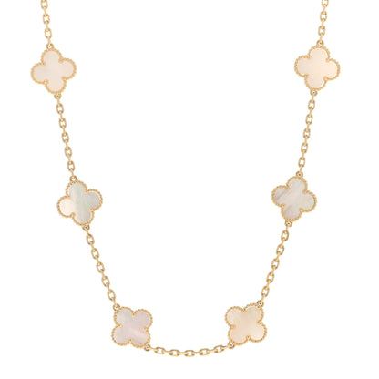Van Cleef & Arpels 18K Yellow Gold Mother of Pearl 10 Motifs Vintage Alhambra Necklace 1 of 3