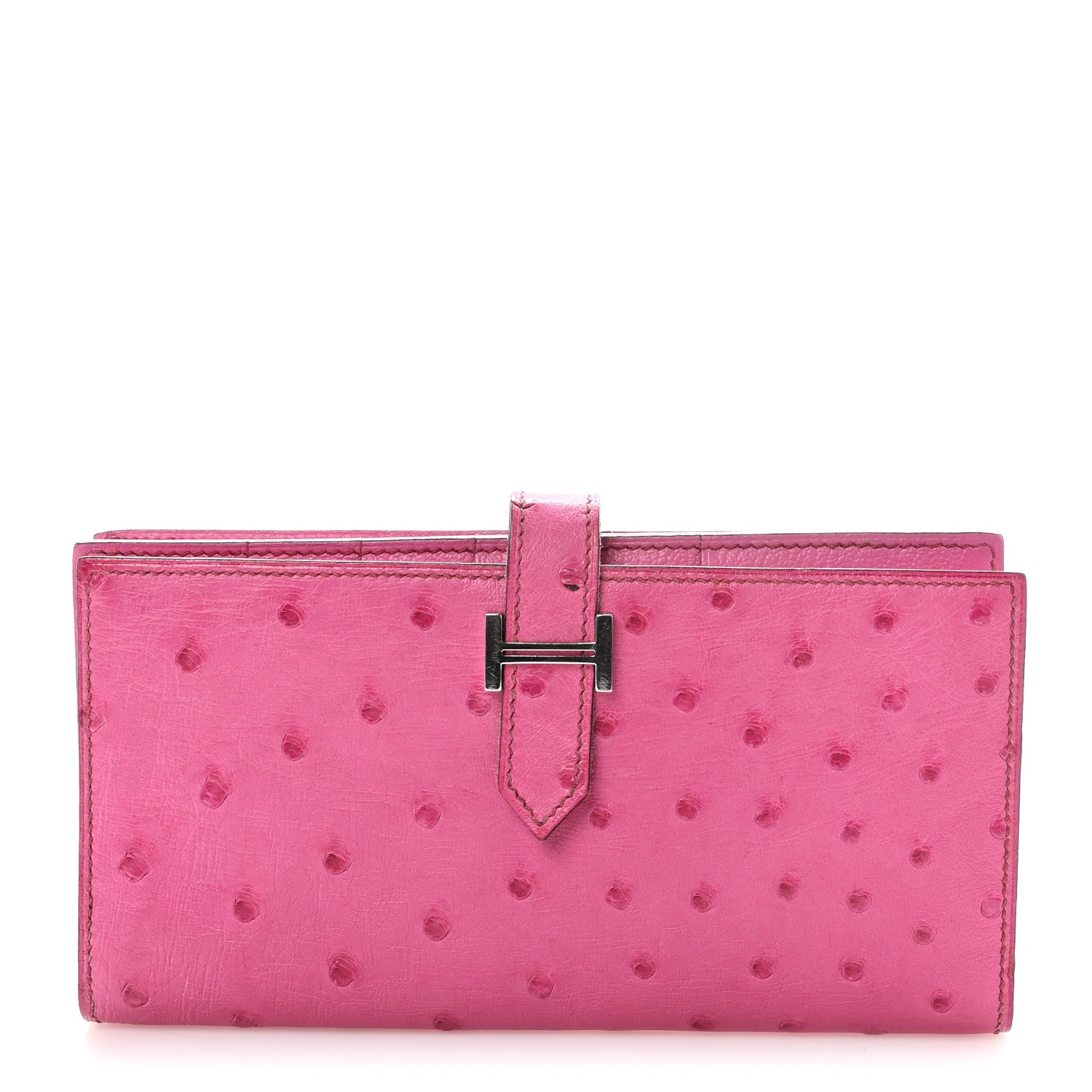 Hermes Ostrich Bearn Wallet Fuchsia 1 of 12
