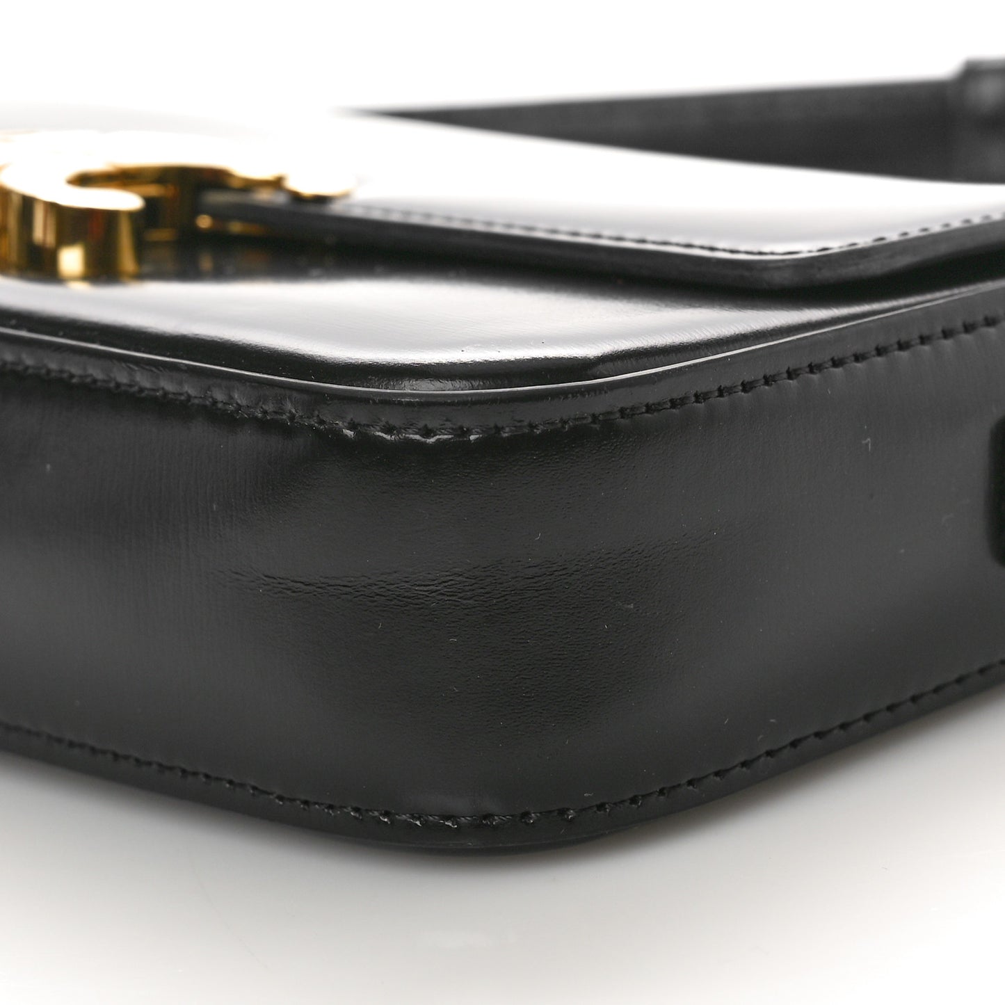 Shiny Calfskin Triomphe Shoulder Bag Black