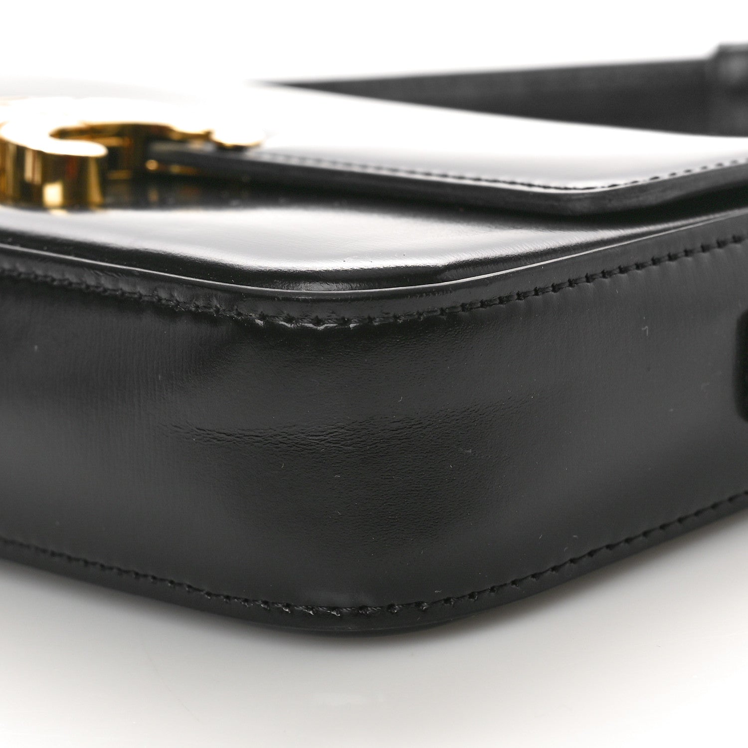 Celine Shiny Calfskin Triomphe Shoulder Bag Black 10 of 12