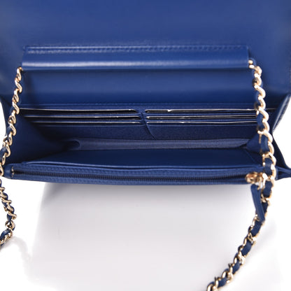 Chanel Lambskin Studded Wallet On Chain WOC Blue 5 of 11