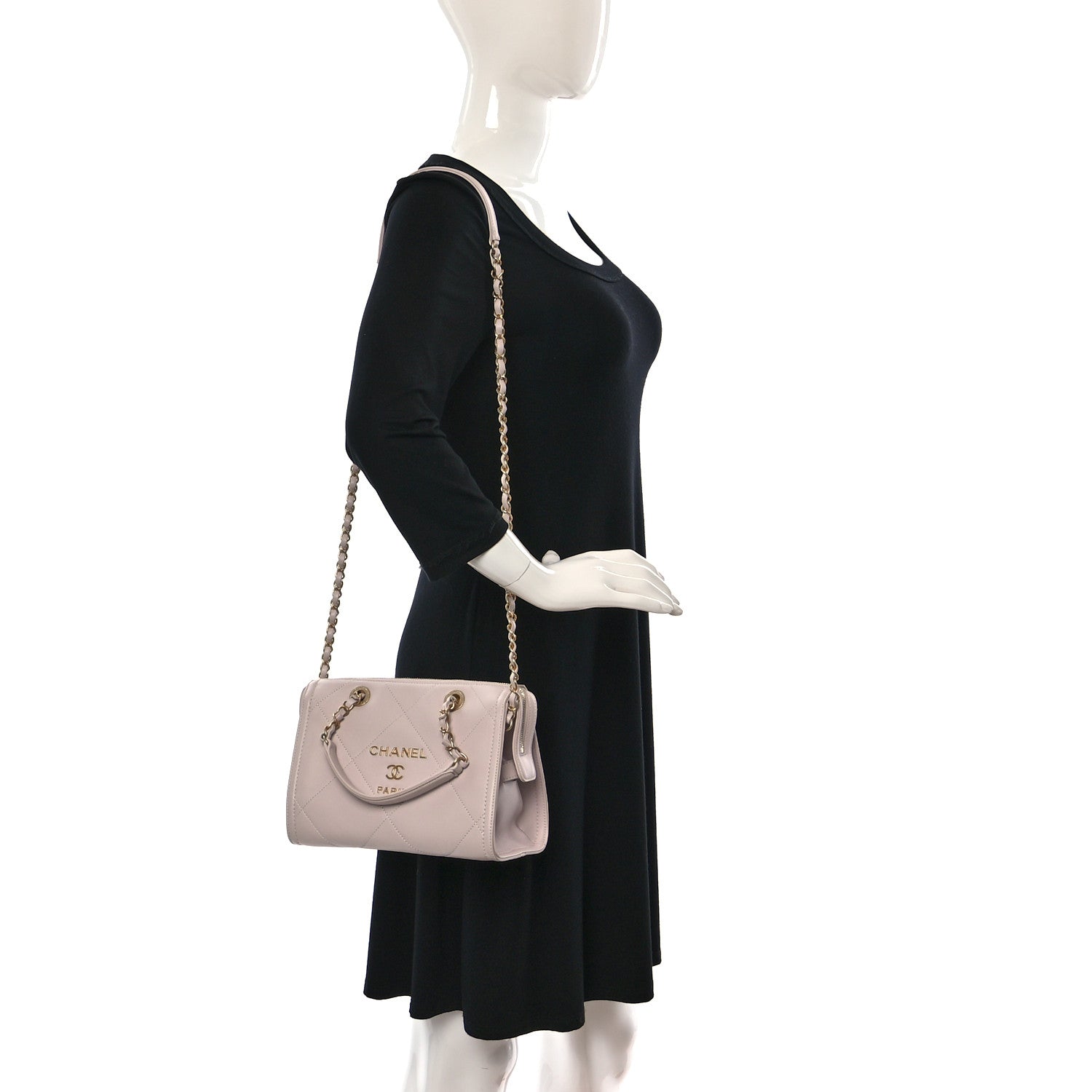 Chanel Calfskin Quilted Small Bowling Bag Light Pink 2 of 10