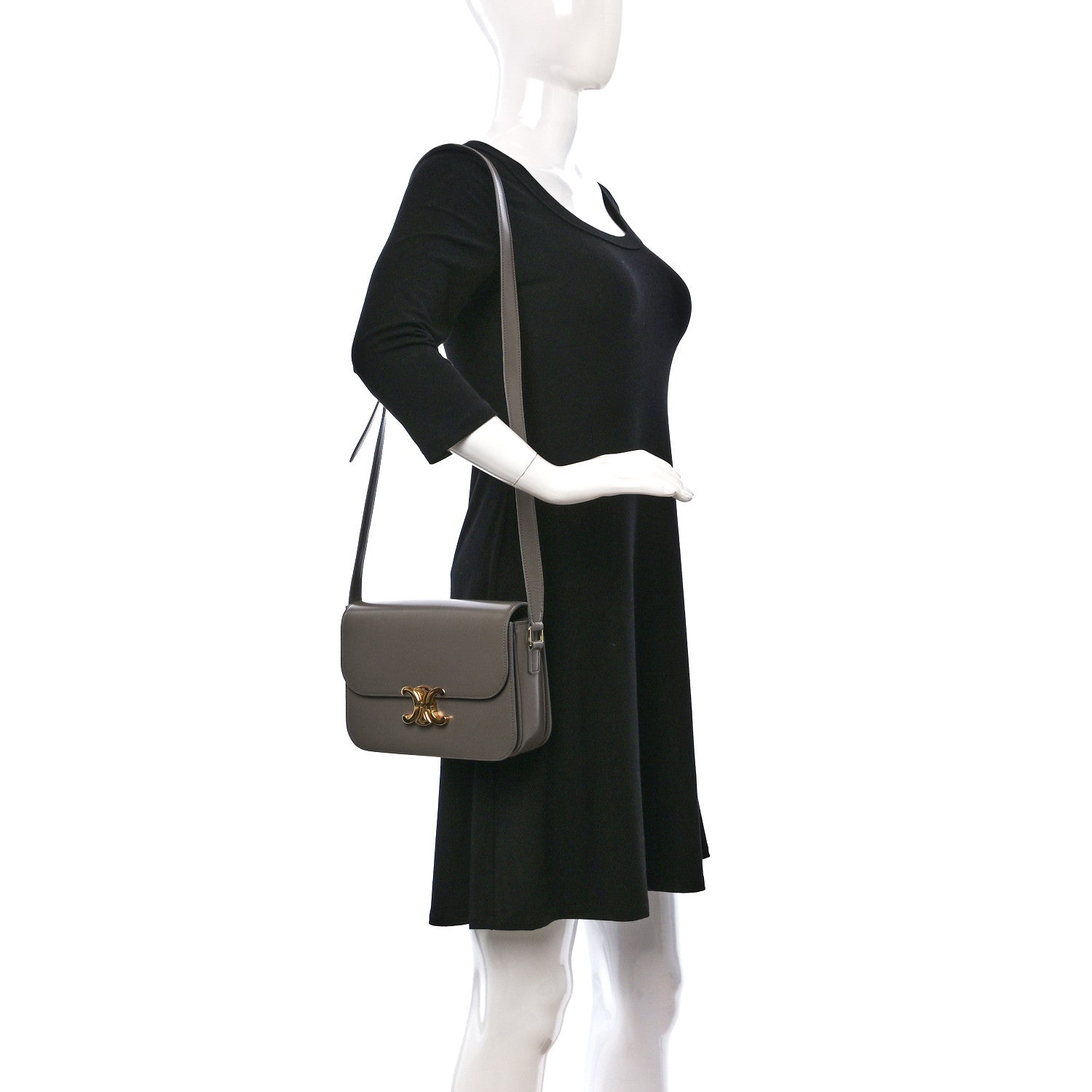 Celine Shiny Calfskin Medium Triomphe Pebble 2 of 9