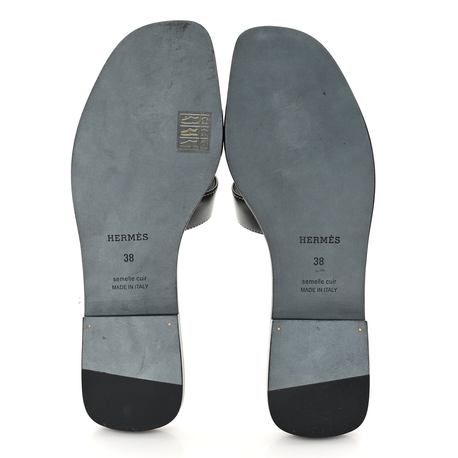 Hermes Box Calfskin Oran Sandals 38 Black 6 of 10