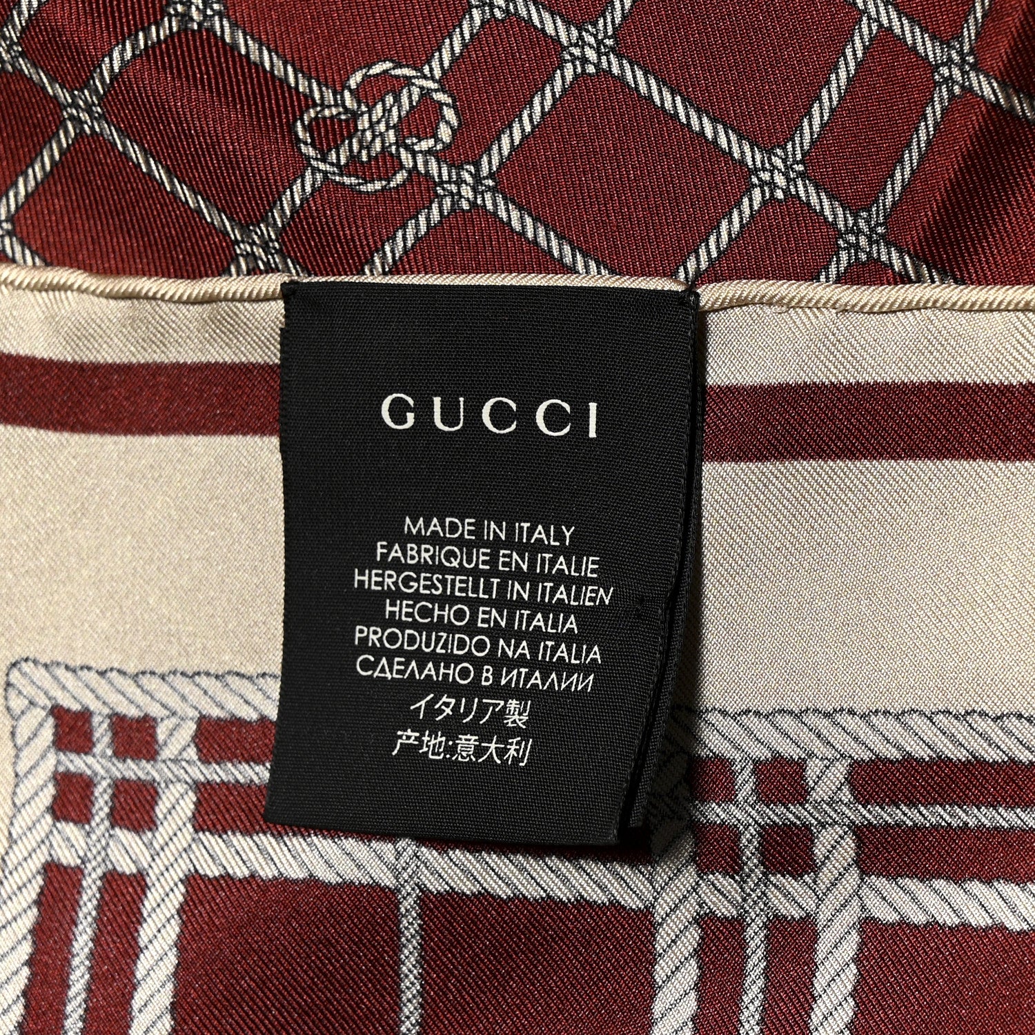 Gucci Silk Interlocking GG Rope Scarf Red Ivory 2 of 3