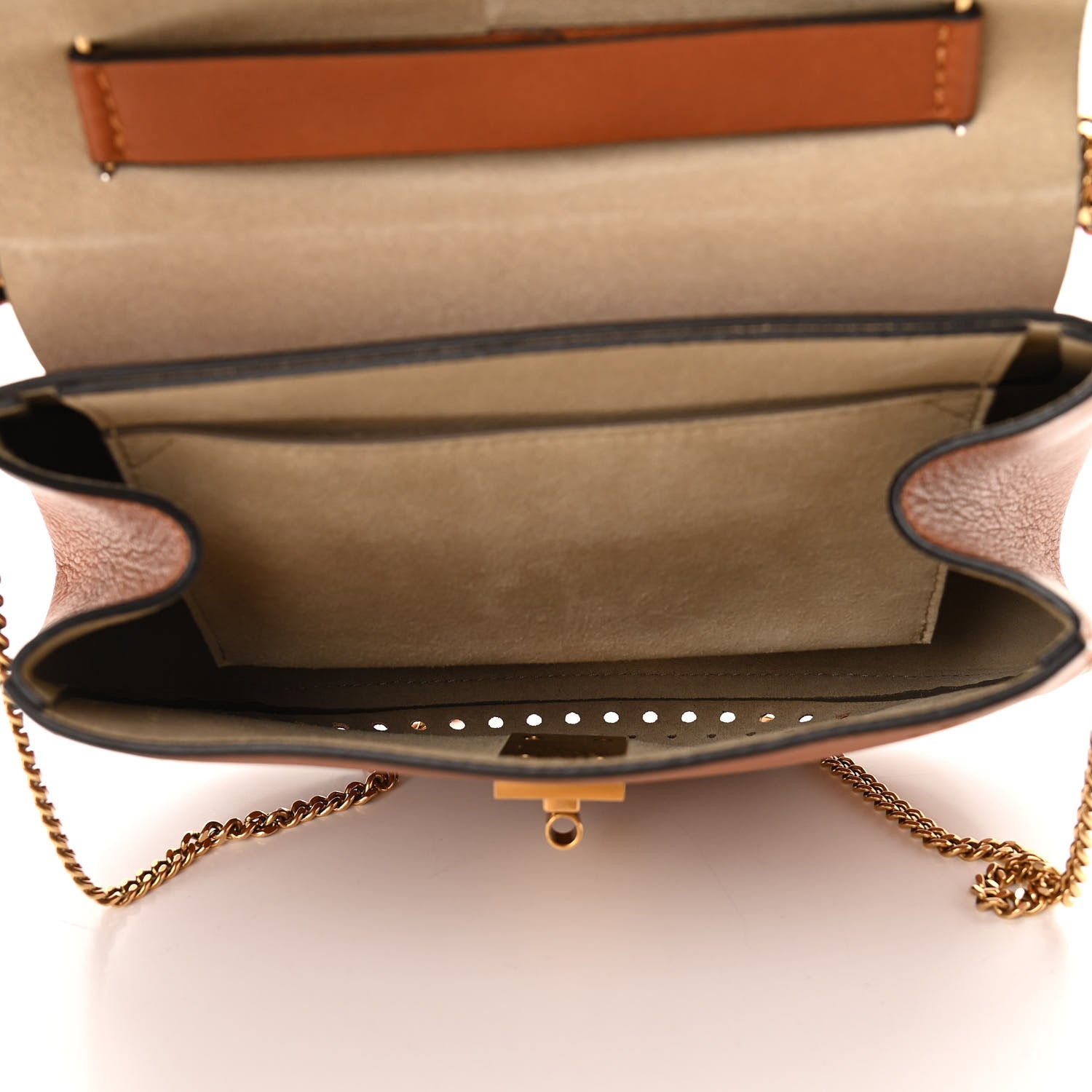 Chloe Calfskin Perforated Drew Shoulder Bag Caramel 4 of 8