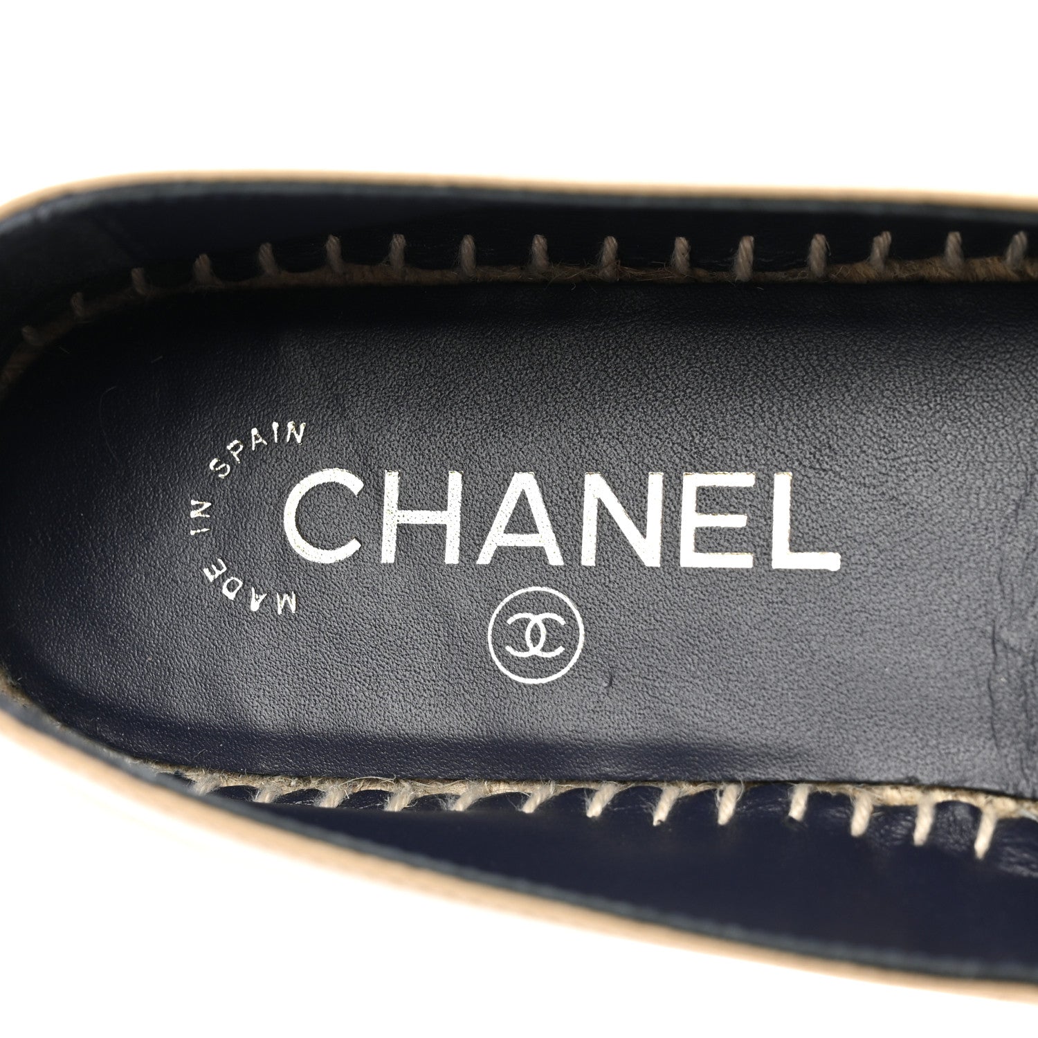 Chanel Lambskin CC Espadrilles 37 Beige Black 7 of 9