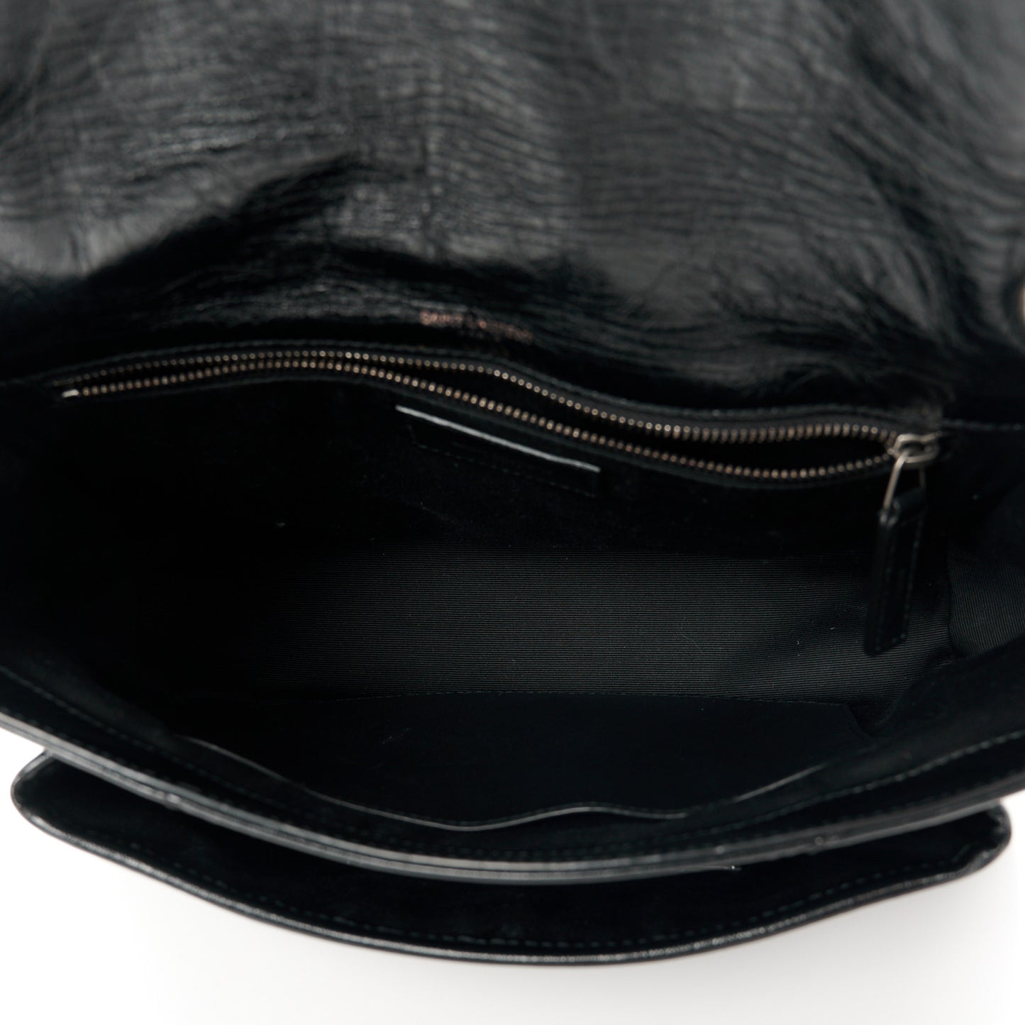 Crinkled Calfskin Matelasse Monogram Medium Niki Chain Satchel Black