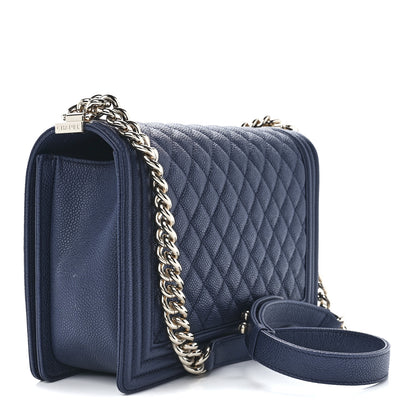 Chanel Caviar Quilted New Medium Boy Flap Dark Navy Blue 2 of 11