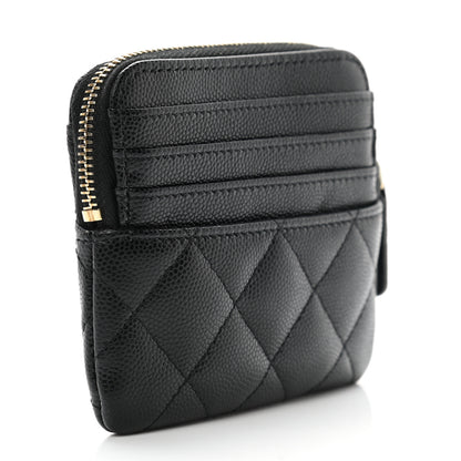 Chanel Caviar Quilted Zip Card Holder Wallet Black 3 of 9