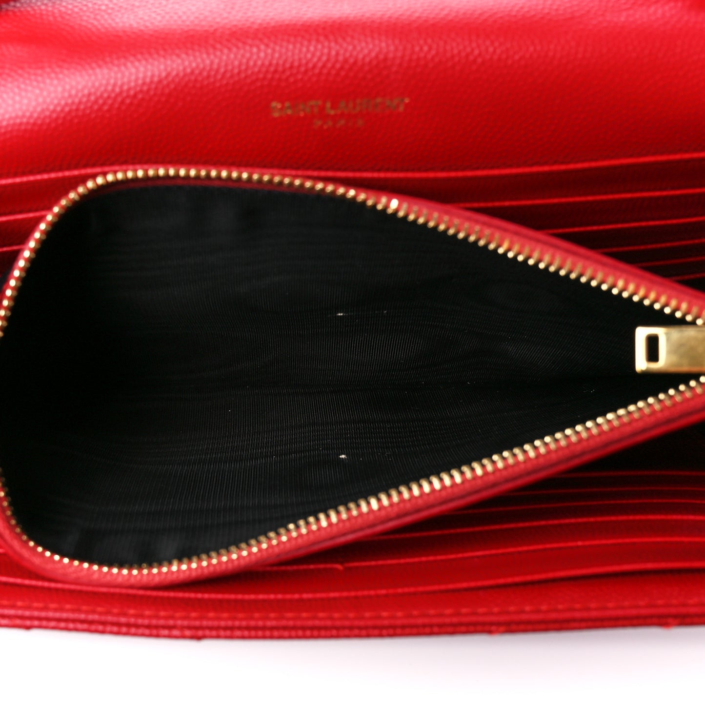 Grain De Poudre Matelasse Chevron Monogram Chain Wallet New Red