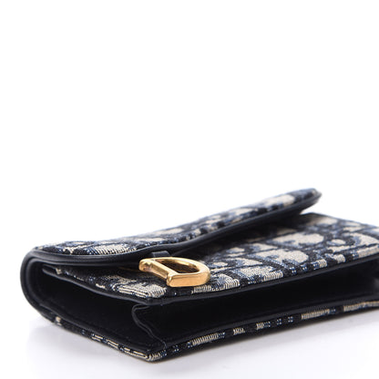 Christian Dior Oblique Saddle Card Holder Blue 7 of 9