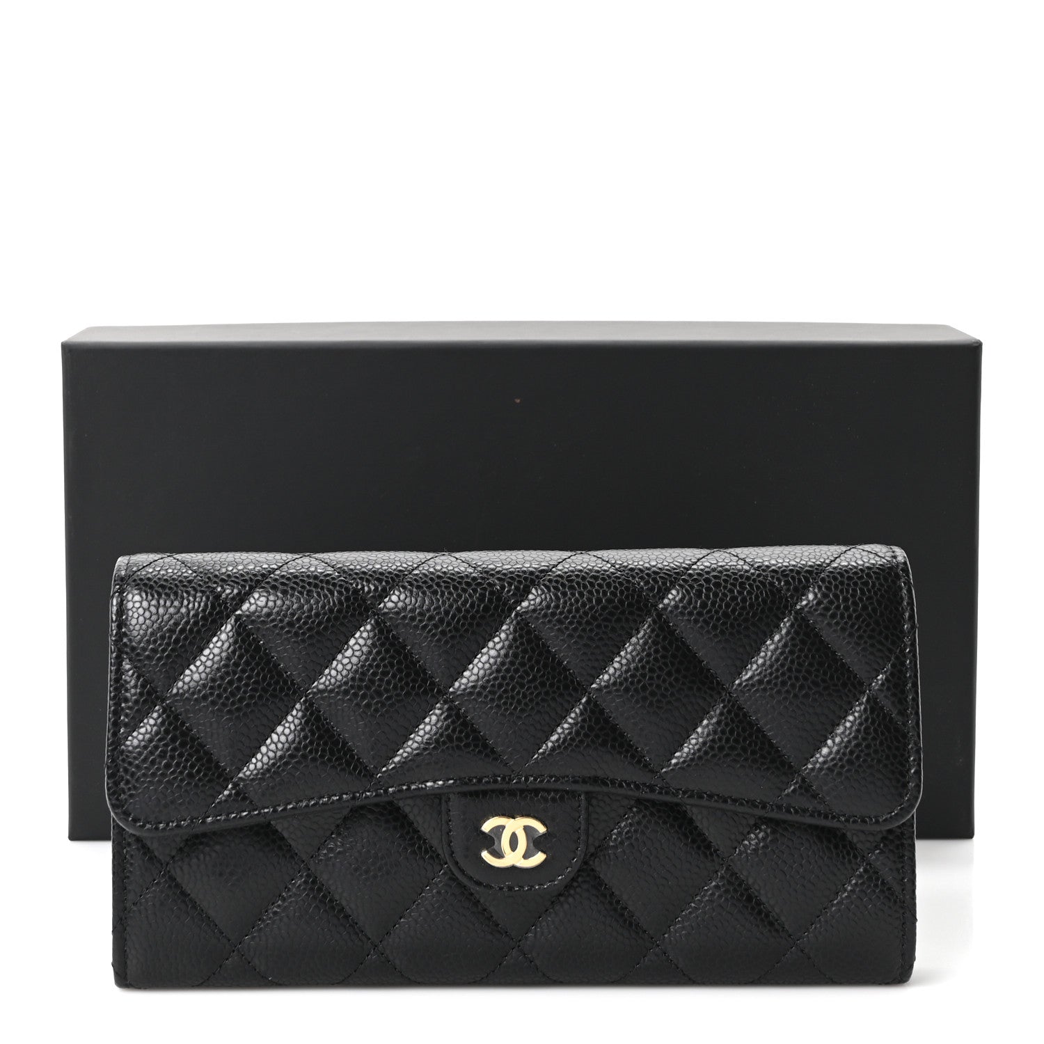 Chanel Caviar Quilted Large Gusset Flap Wallet Black 12 of 12