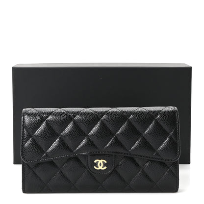 Chanel Caviar Quilted Large Gusset Flap Wallet Black 12 of 12