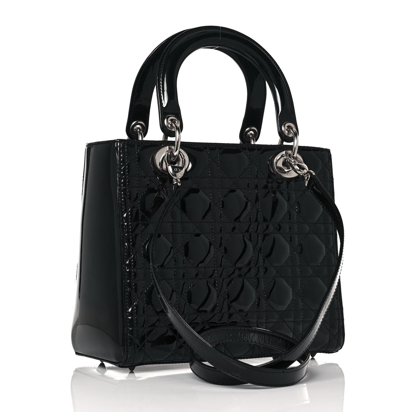 Patent Cannage Medium Lady Dior Black