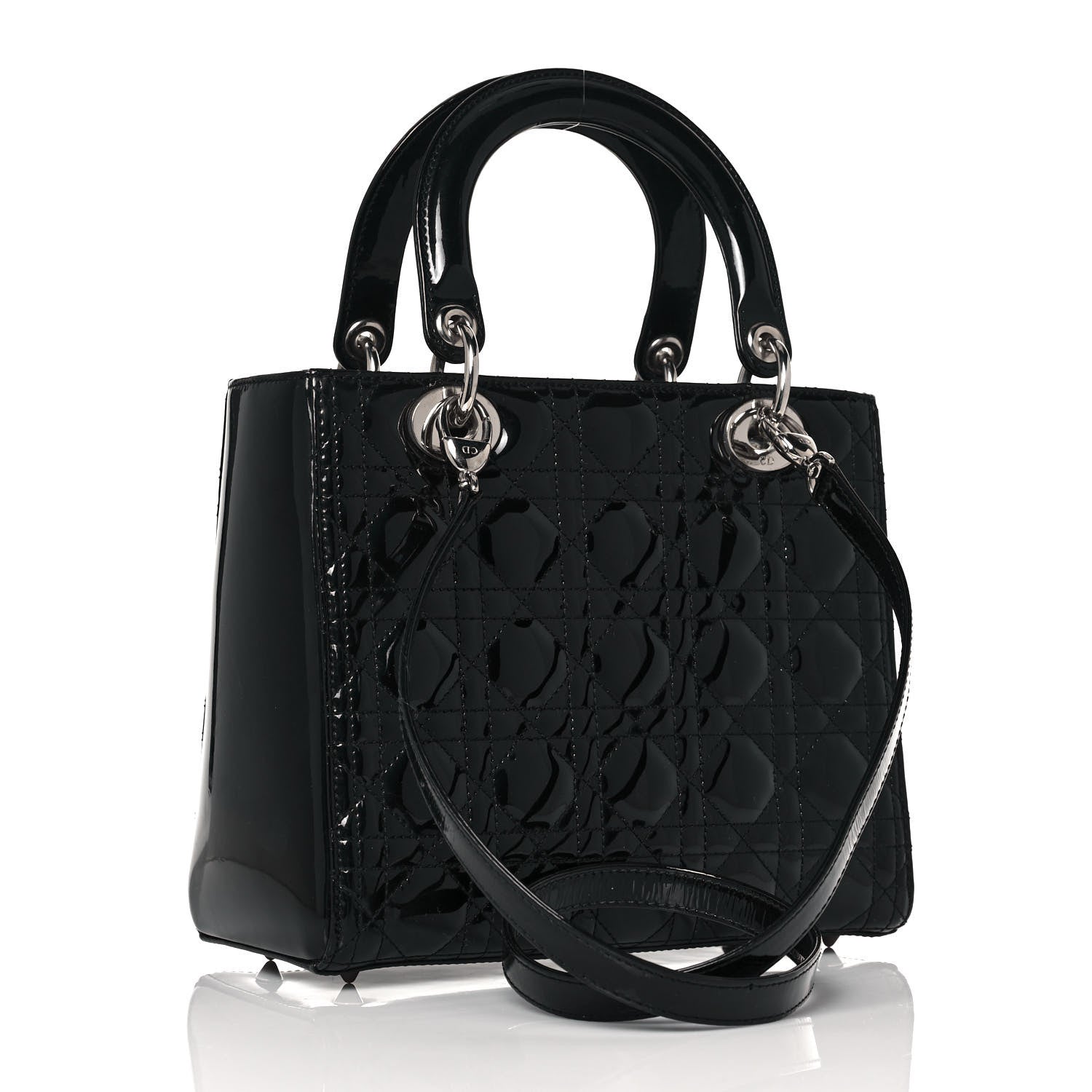 Christian Dior Patent Cannage Medium Lady Dior Black 3 of 13