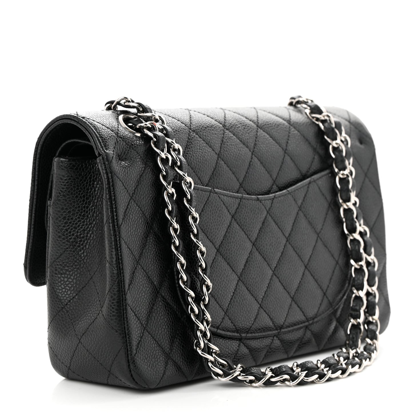 Caviar Quilted Medium Double Flap Black