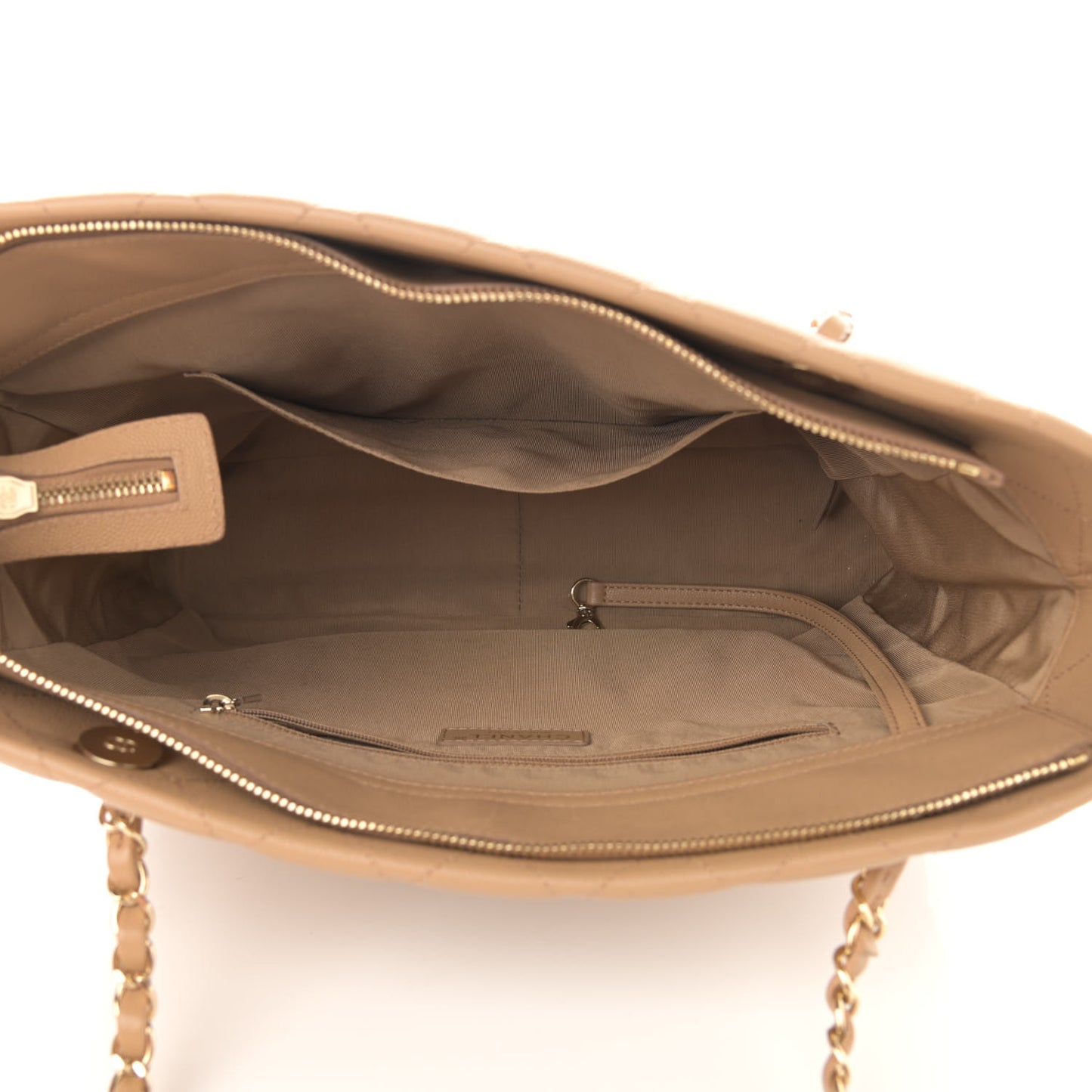 Caviar Quilted Rolled Up Tote Beige