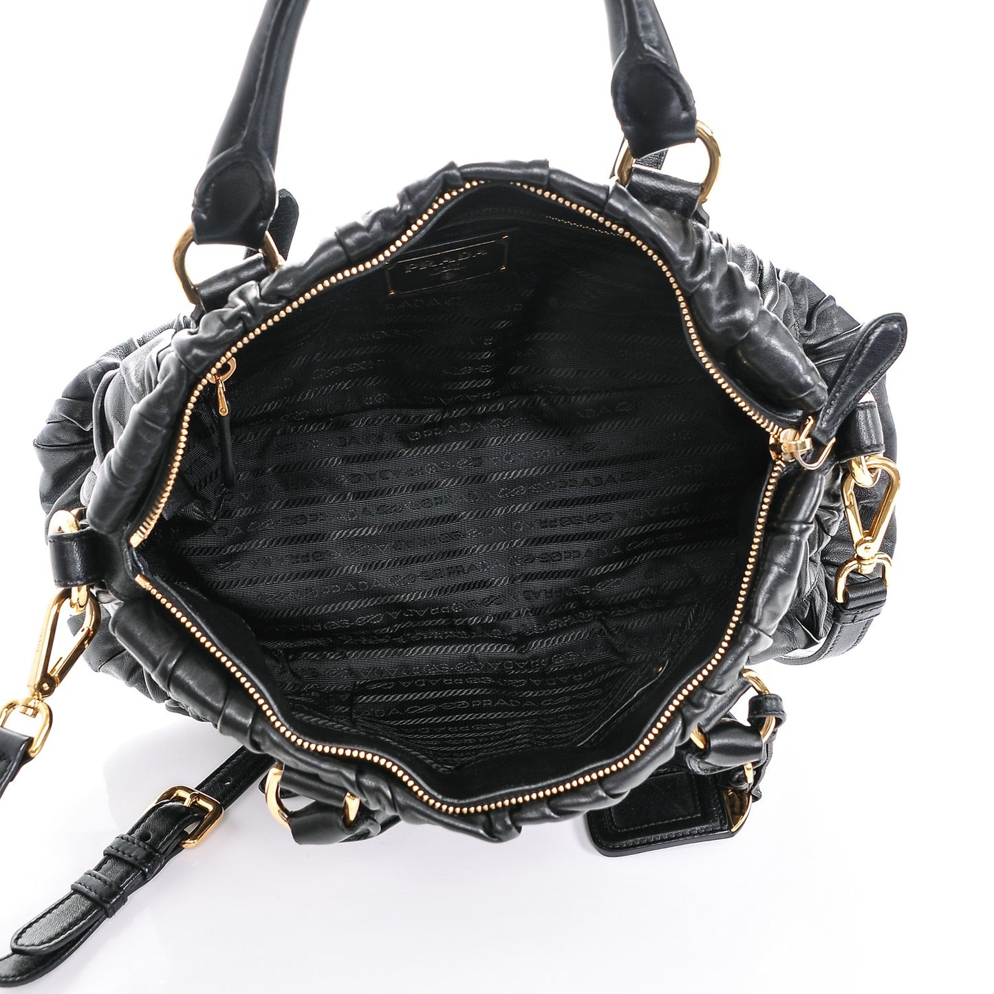 Nappa Gaufre Shopping Satchel Black