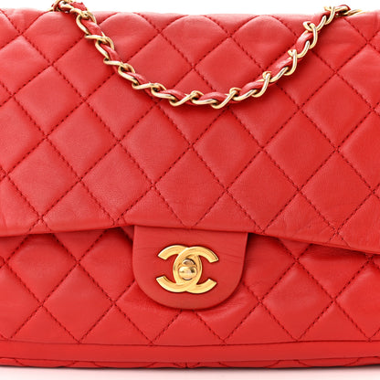 Chanel Lambskin Quilted Large Now and Forever Flap Red 8 of 14