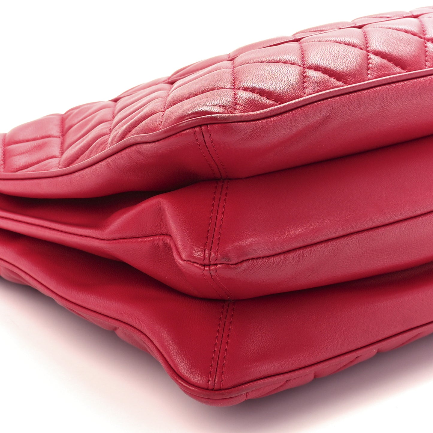 Lambskin Quilted Accordion Shopping Tote Dark Pink
