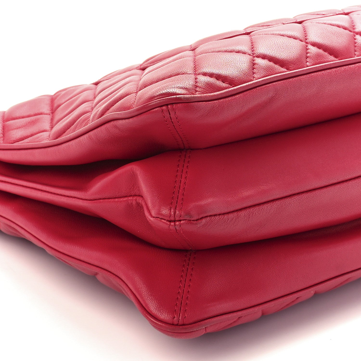 Chanel Lambskin Quilted Accordion Shopping Tote Dark Pink 10 of 11