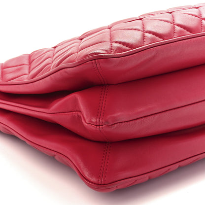 Chanel Lambskin Quilted Accordion Shopping Tote Dark Pink 10 of 11