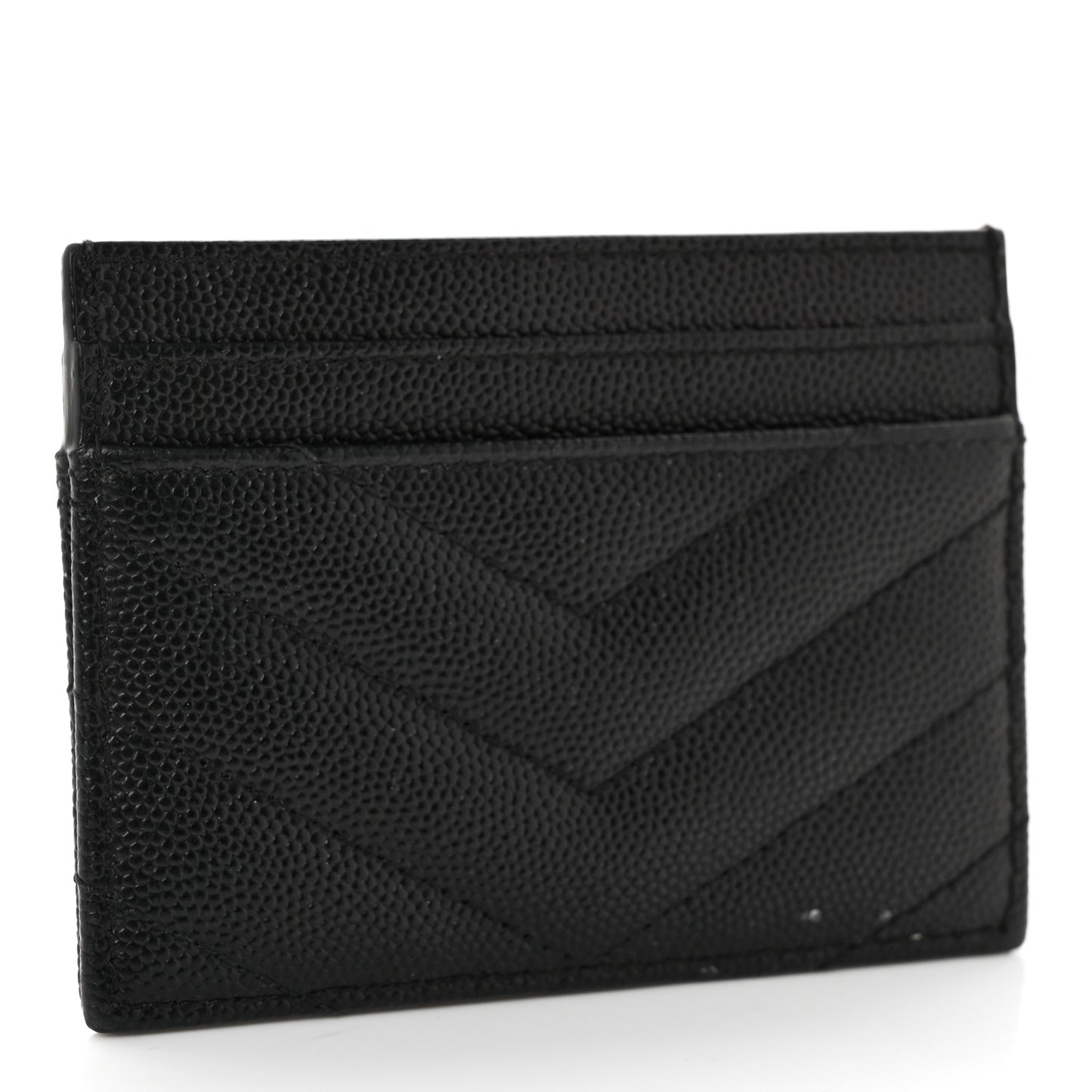 Grain De Poudre Matelasse Chevron Monogram Credit Card Case Black