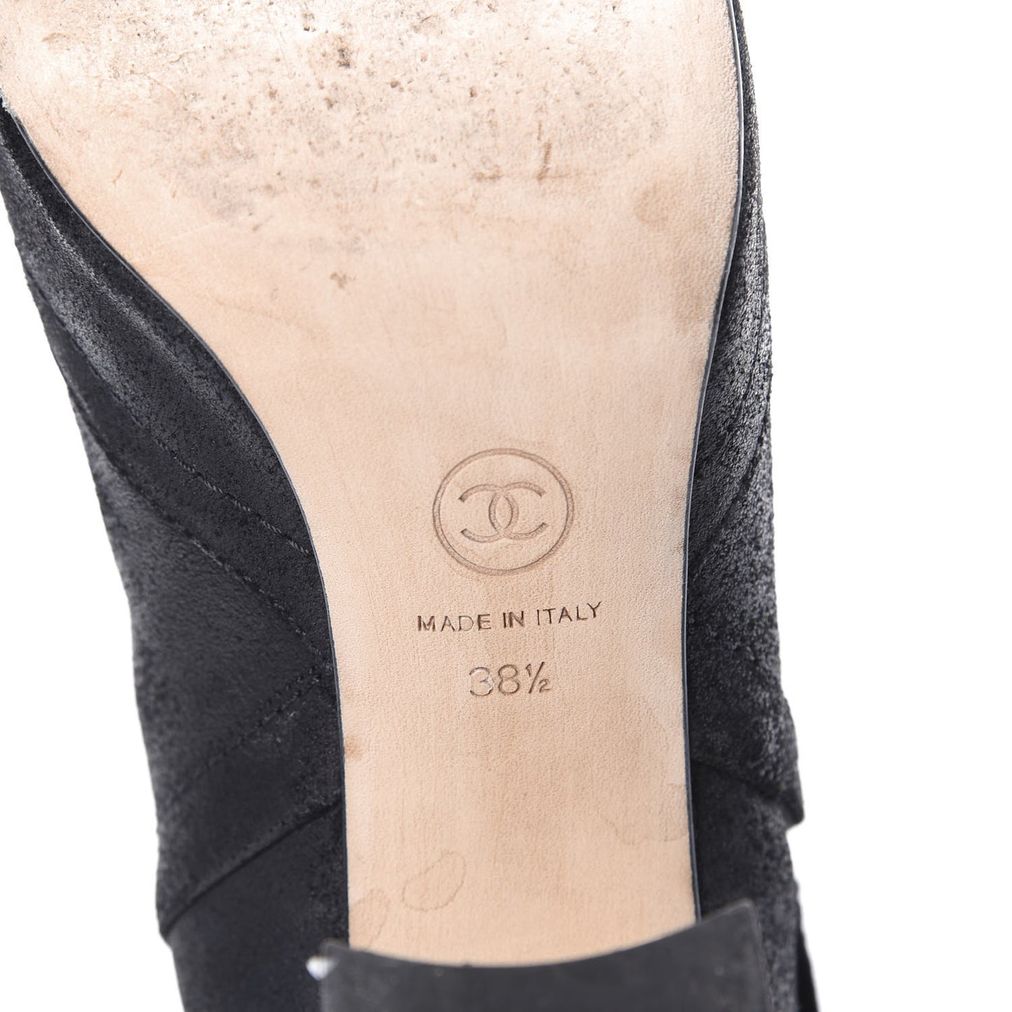 Suede CC Chain Ankle Boots 38.5 Black