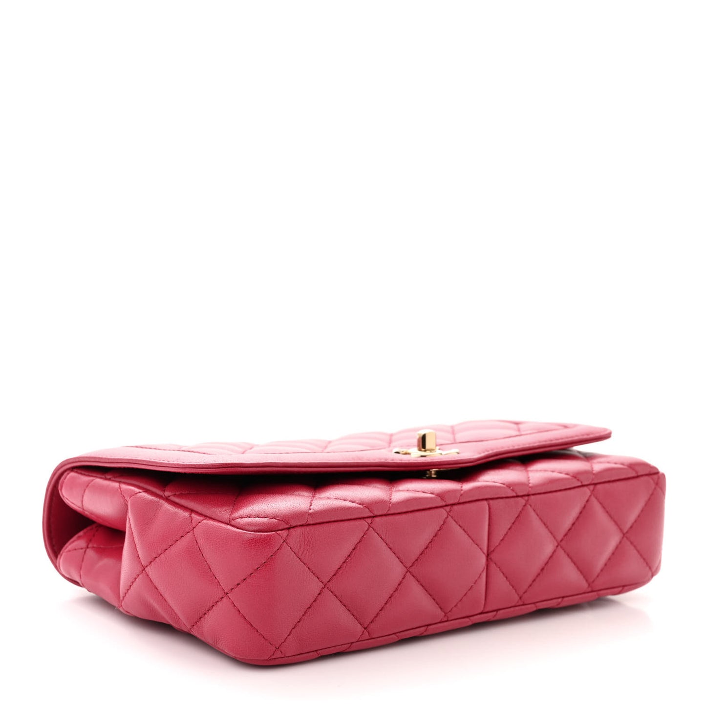 Lambskin Quilted Small Flap Bag Dark Red