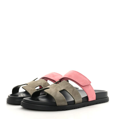 Hermes Suede Goatskin Womens Chypre Sandals 40.5 Toundra Rose Du Desert 4 of 8