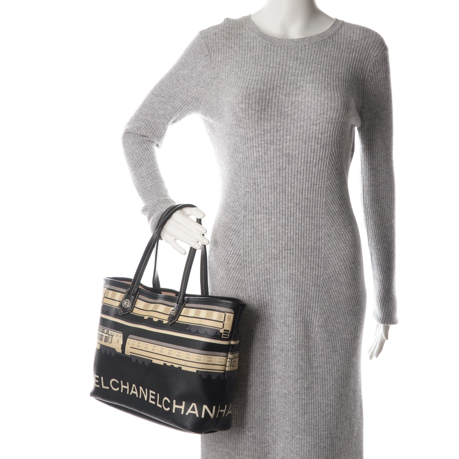 Chanel Coated Canvas Le Train Tote Black 2 of 7