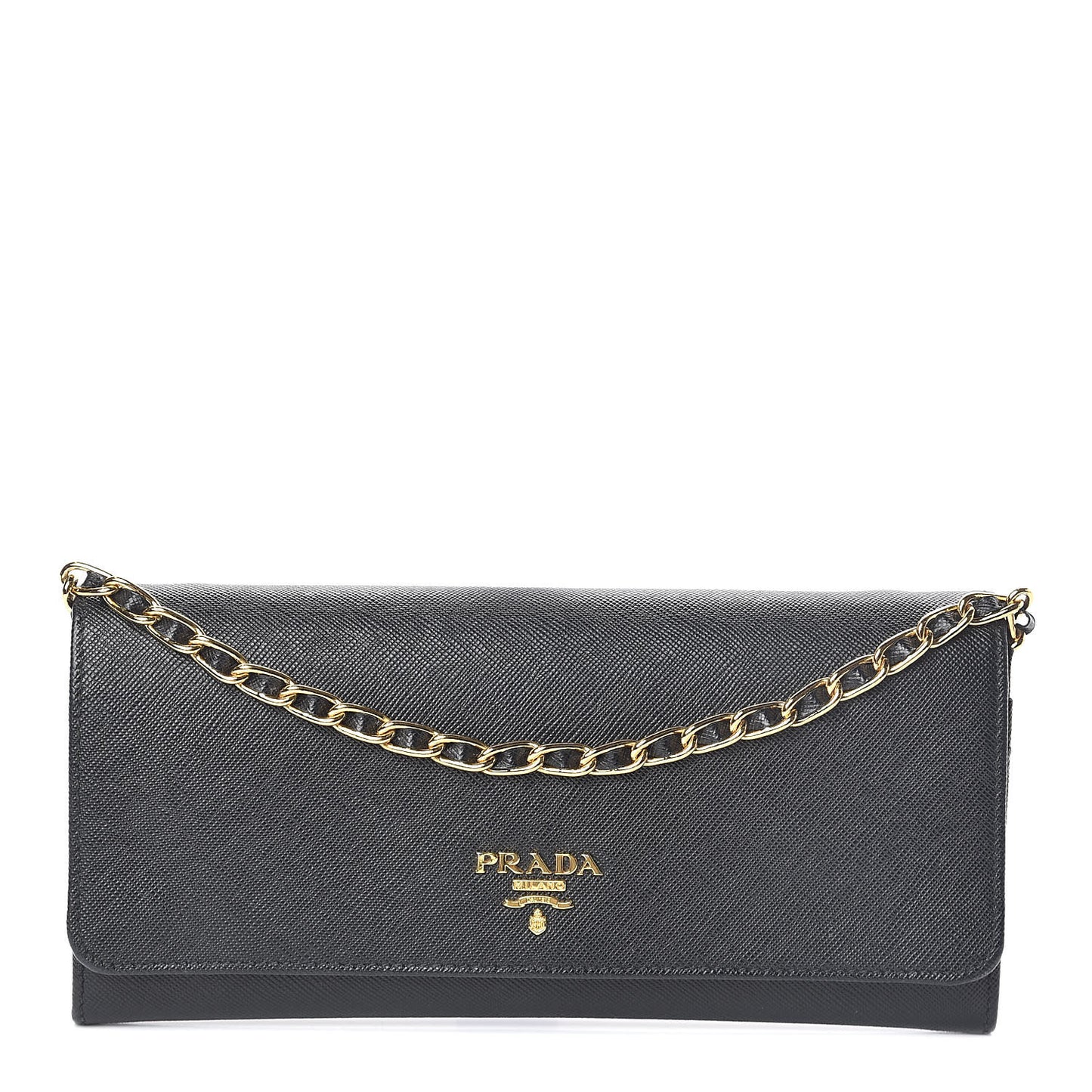 Saffiano Metal Oro Chain Wallet Nero Black