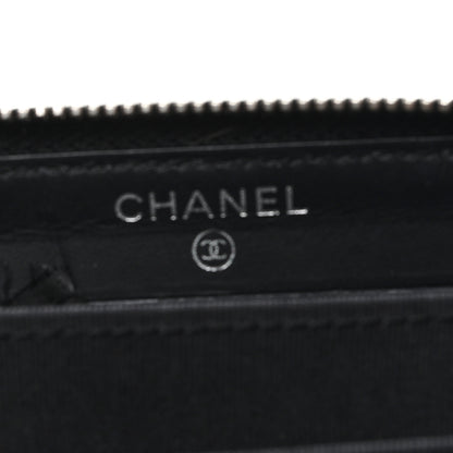 Chanel Patent Quilted Double Stitched Zip Around Wallet Black 6 of 8