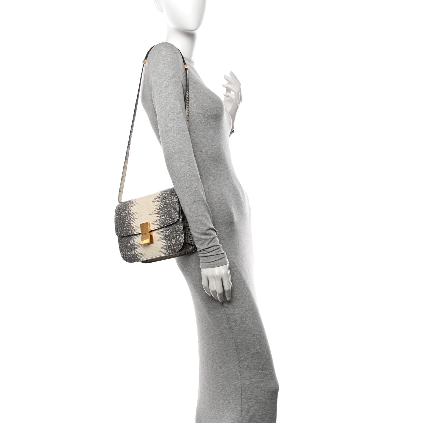 Lizard Medium Classic Box Flap Bag Natural