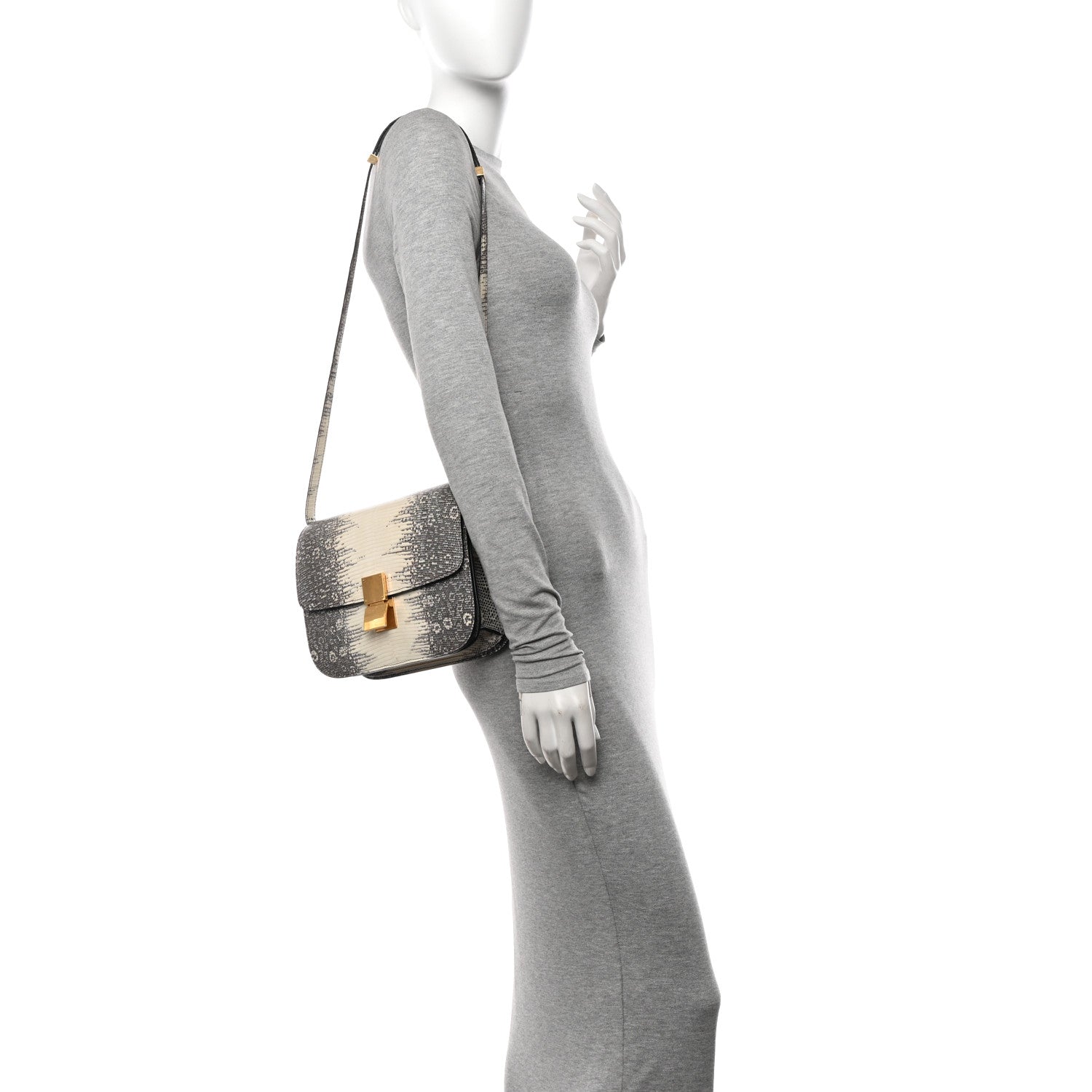 Celine Lizard Medium Classic Box Flap Bag Natural 2 of 14
