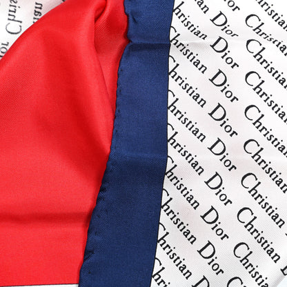 Christian Dior Silk Logo Scarf Red Navy White 4 of 4