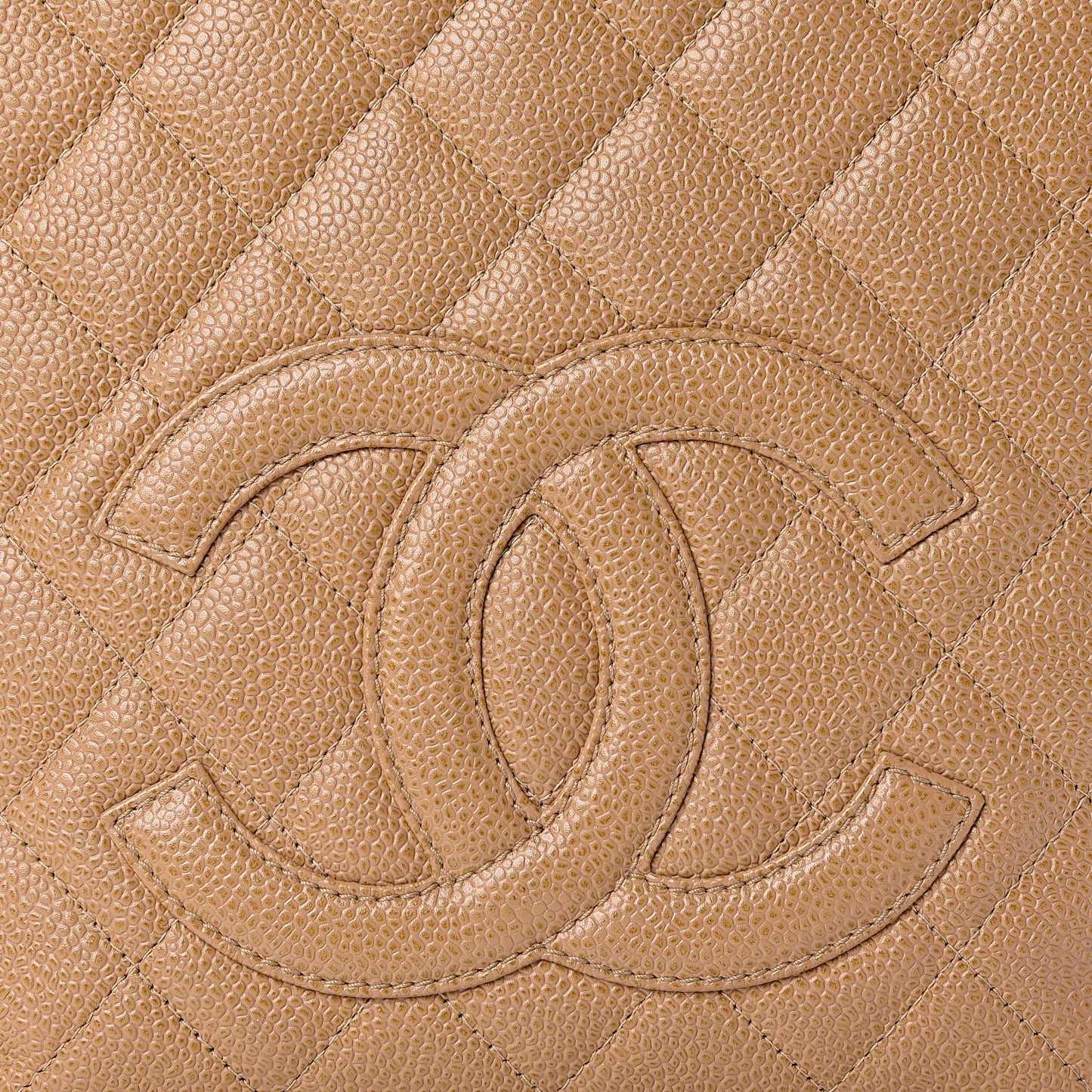 Caviar Quilted Petit Shopping Tote PST Beige