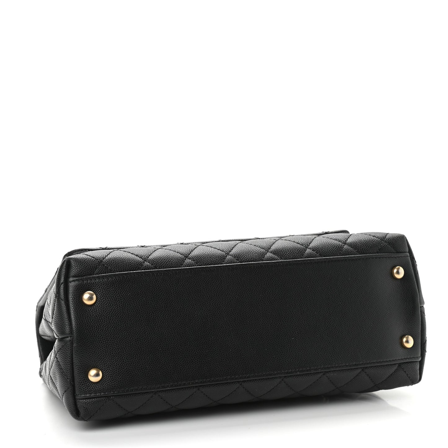 Caviar Lizard Quilted Small Coco Handle Flap Black