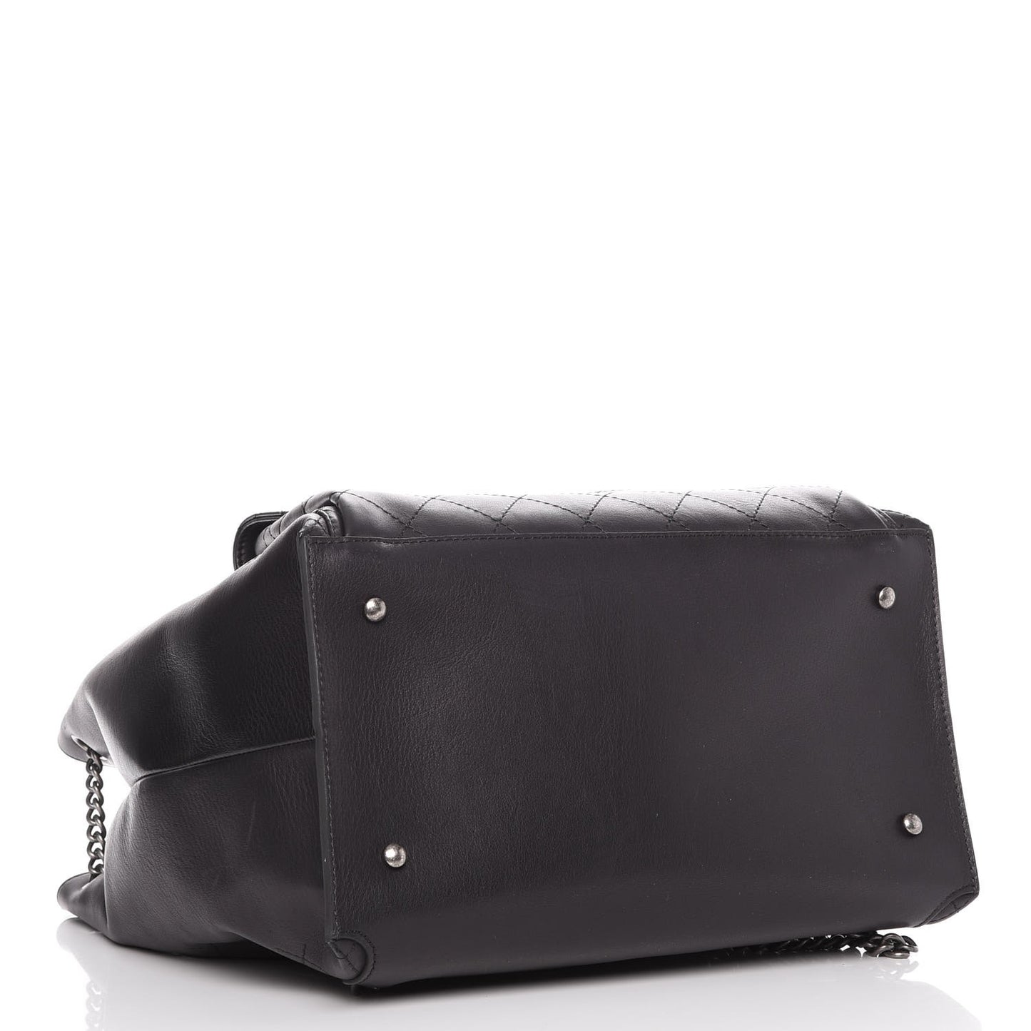 Calfskin Stitched Large Urban Luxury Drawstring Backpack Black