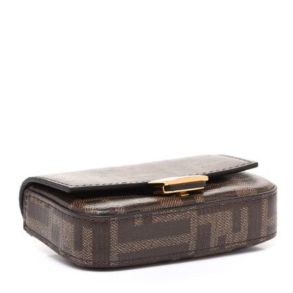 Fendi Glazed Fabric FF 1974 Nano Baguette Charm Mogano Panna 4 of 9