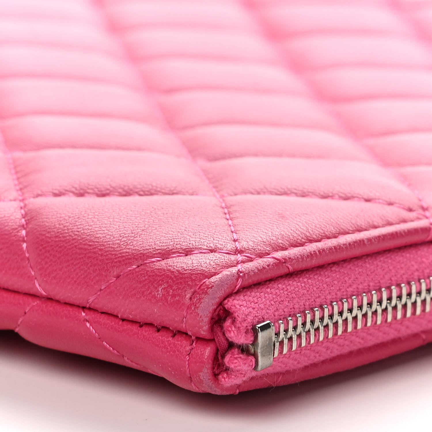 Chanel Lambskin Quilted Medium Cosmetic Case Dark Pink 11 of 13