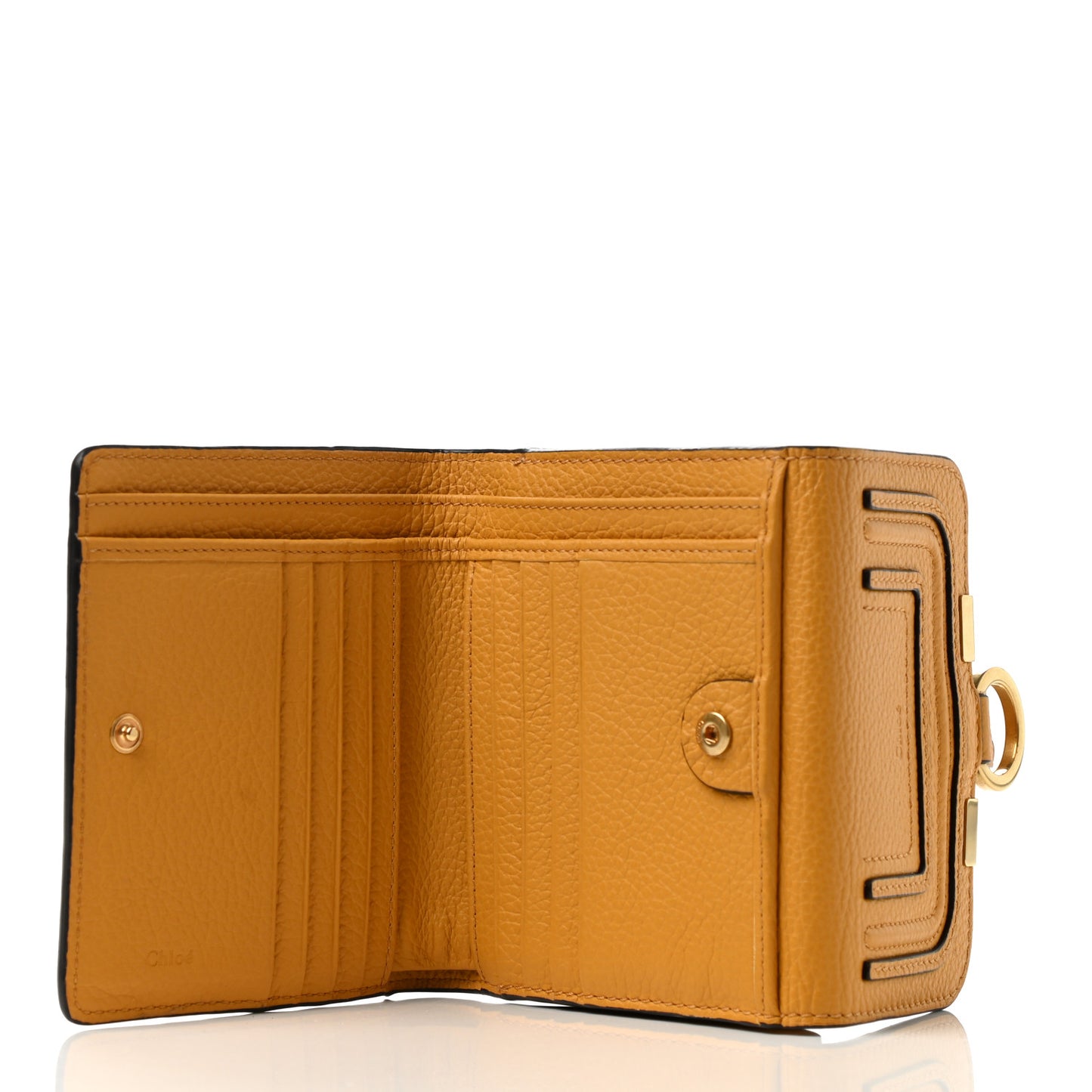 Grained Calfskin Marcie Square Wallet Tan Apricot