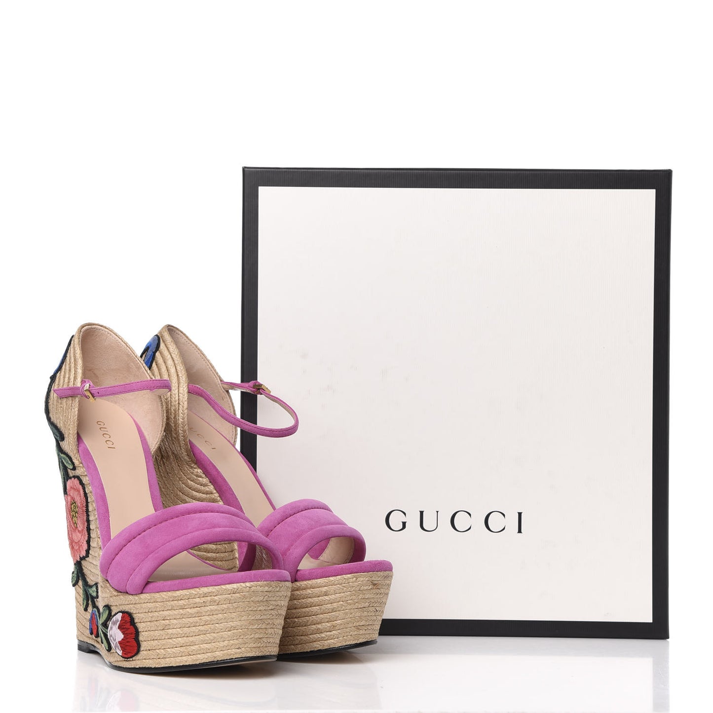 Kid Scamosciato Ophelia Espadrille Platform Wedge Sandals 38 Rododendro