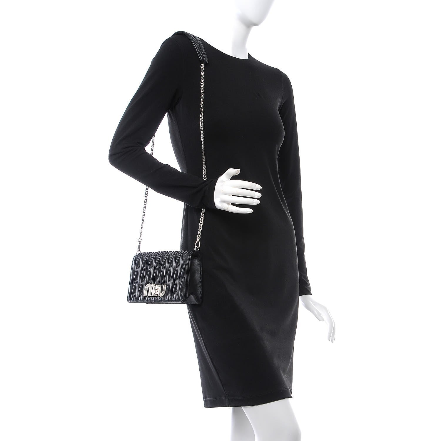 Miu Miu Matelasse Delice Miu Logo Bag Black 2 of 7