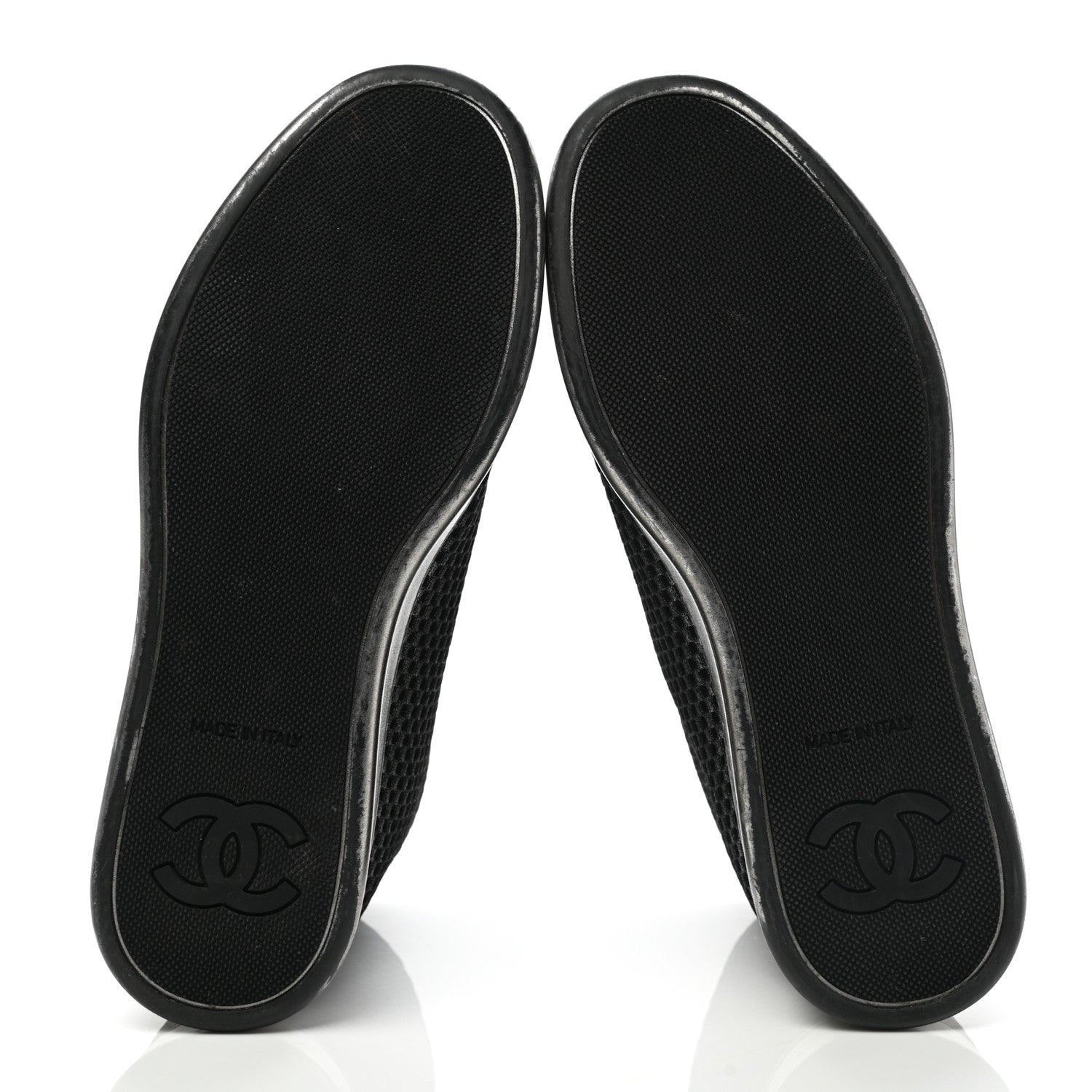 Chanel Tweed Lambskin High Top Sneakers 38.5 Black 5 of 13